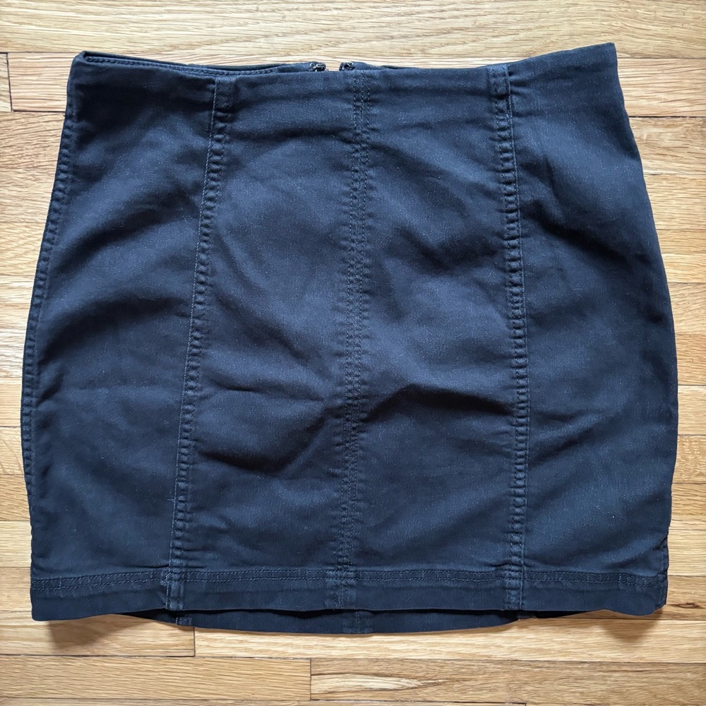 Free People Y2K Modern Femme Washed Black Denim Mini Skirt 10 Grunge Punk Boho
